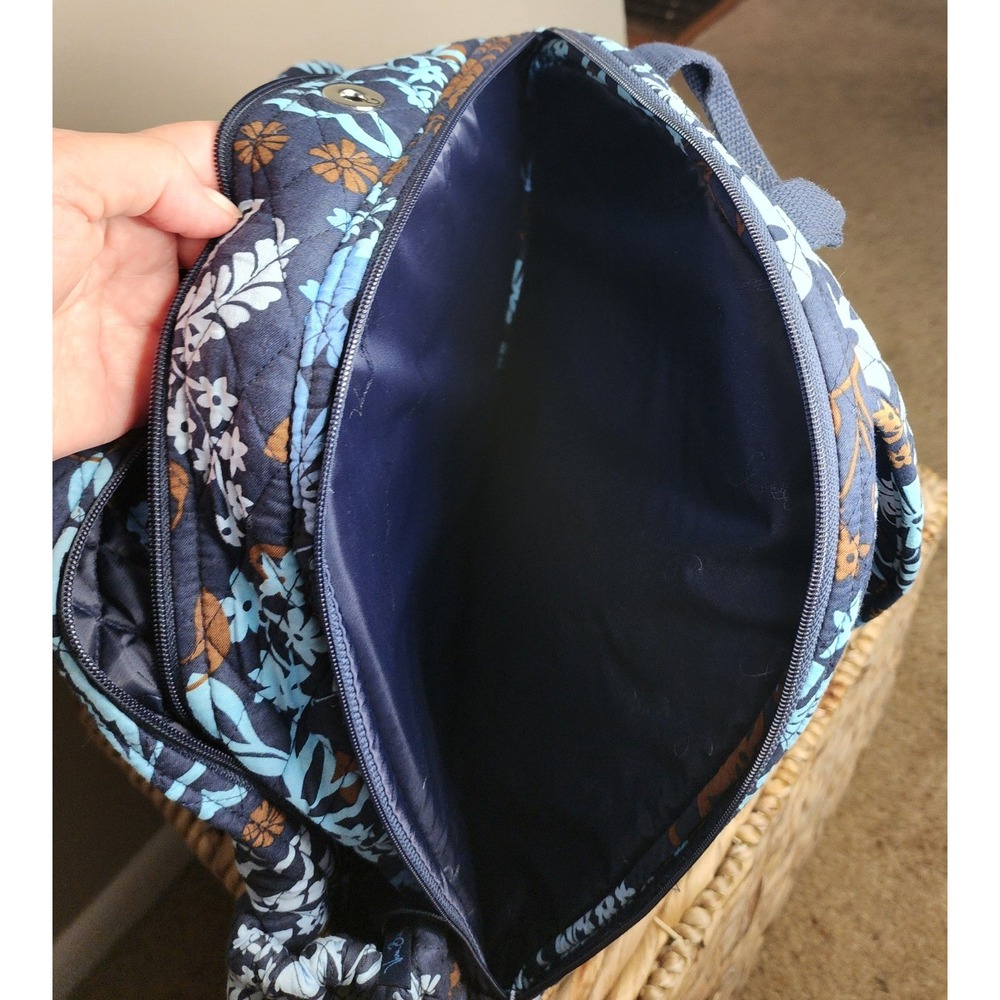 Vera Bradley Campus Backpack Java Blue Retired Floral NWOT Book Bag School - Picture 7 of 14